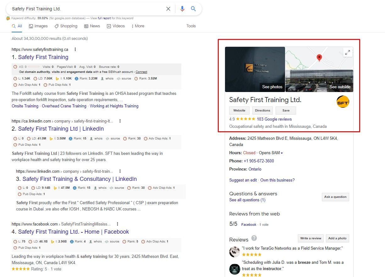 Safety First Training Ltd. Mississauga, Ontario Safety First Training Ltd.