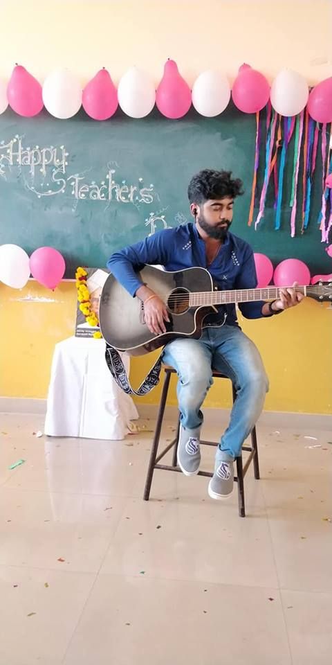 Students of Nitte playing Guitar on teacher day celebration. Nitte School of Fashion Technology and Interior Design Bangalore Students of Nitte playing Guitar on teacher day celebration.