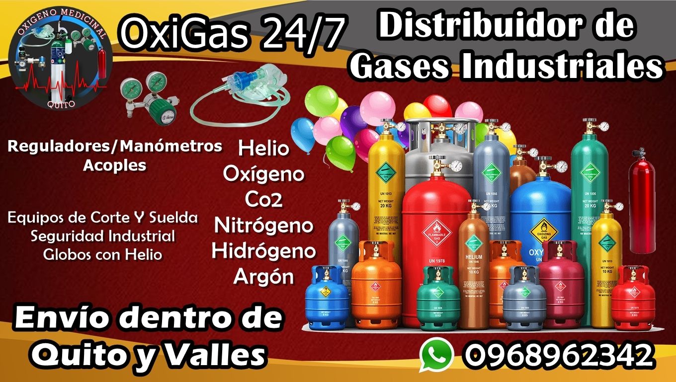 Oxigeno Medicinal en Quito Gases Industriales Globos de Helio OxiGas 24 7 Quito 