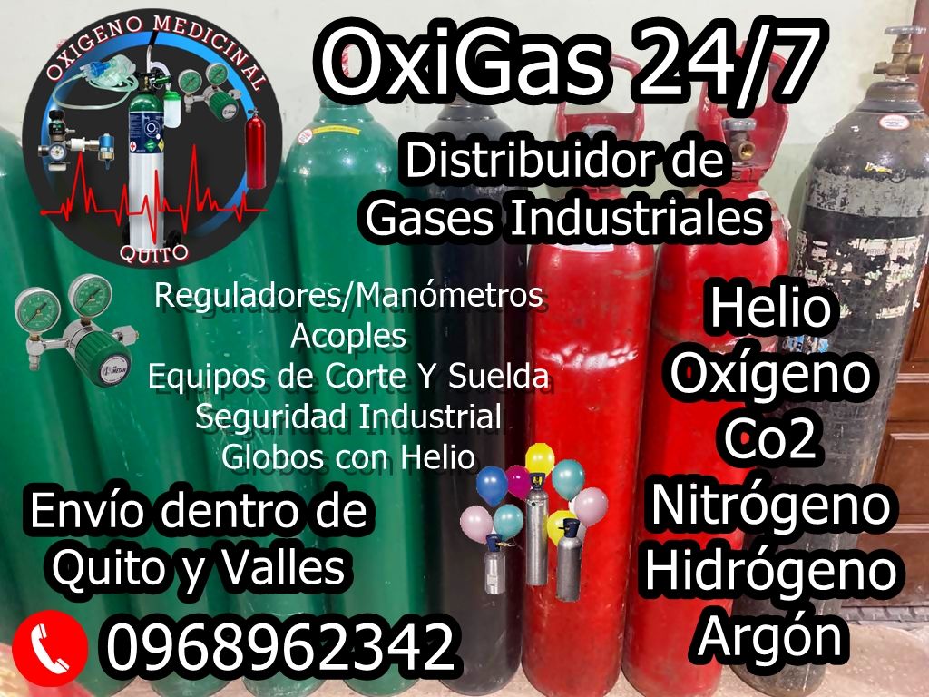Oxigeno Medicinal en Quito Gases Industriales Globos de Helio OxiGas 24 7 Quito 