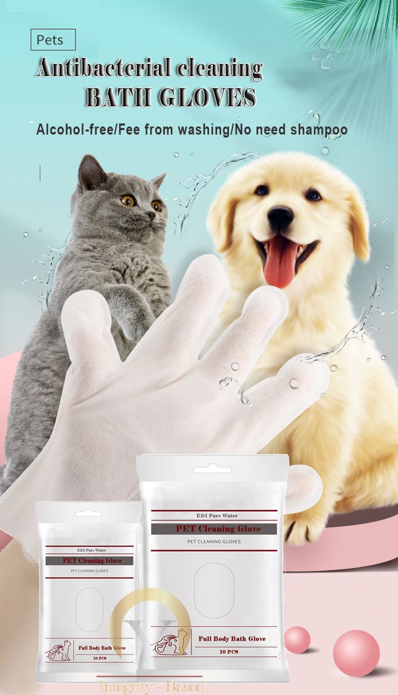 Antibacterial cleaning bath gloves of pet