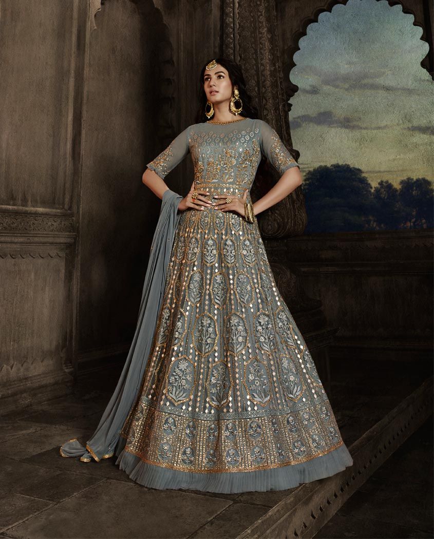 Grey Net Gown