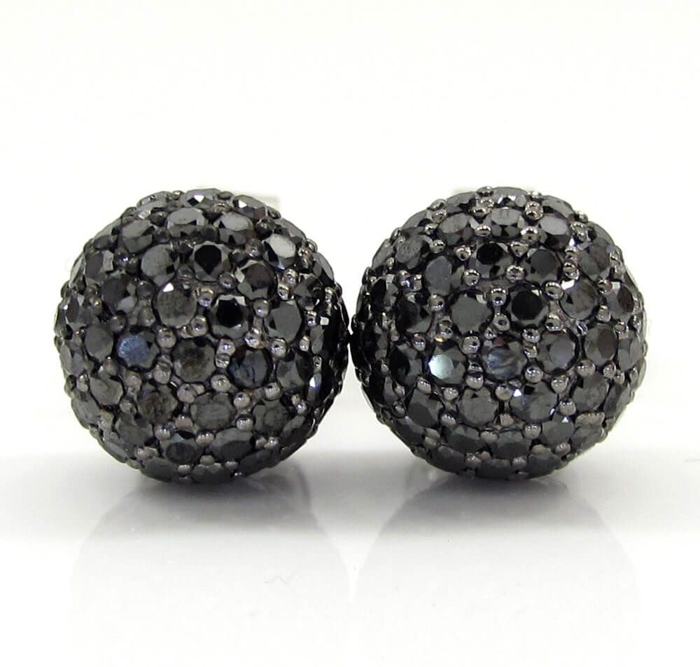 Black Diamond Cluster Stud Earrings 