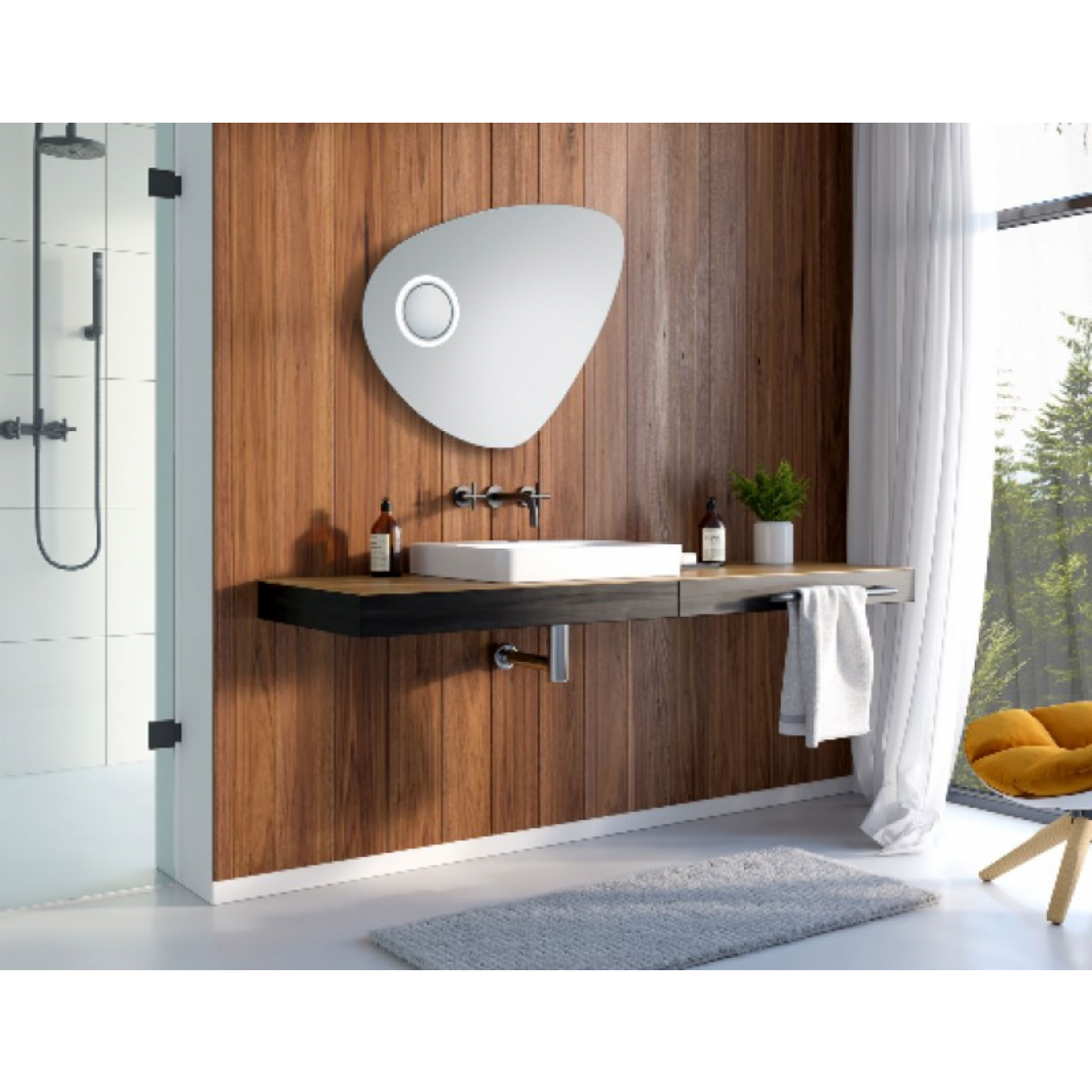 Lapis Mirror with magnifying mirror and LED lights