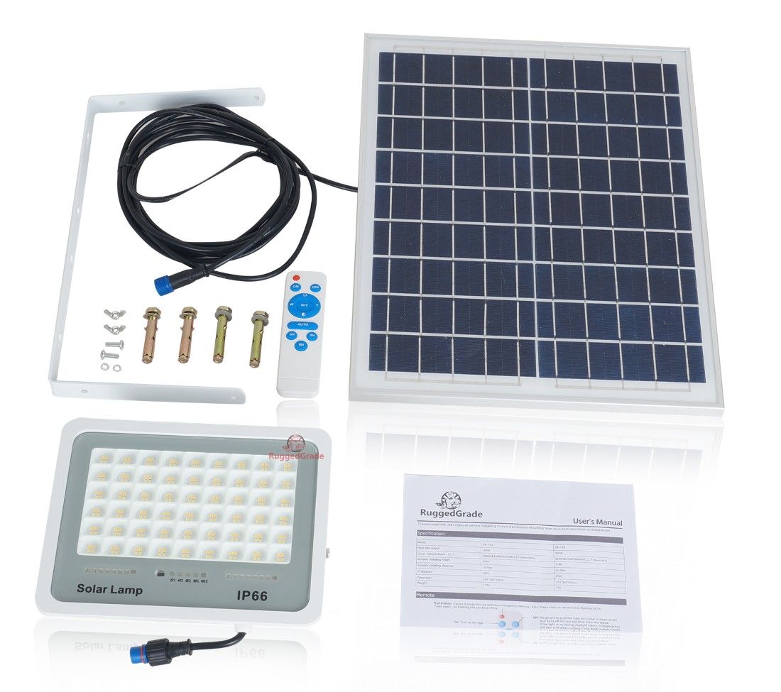 5,000 Lumen - Cobalt CS Series 100 Watt Solar Flood Light - Solar LED Floodlight - Non-Motion - Remote Controlled or Auto Modes