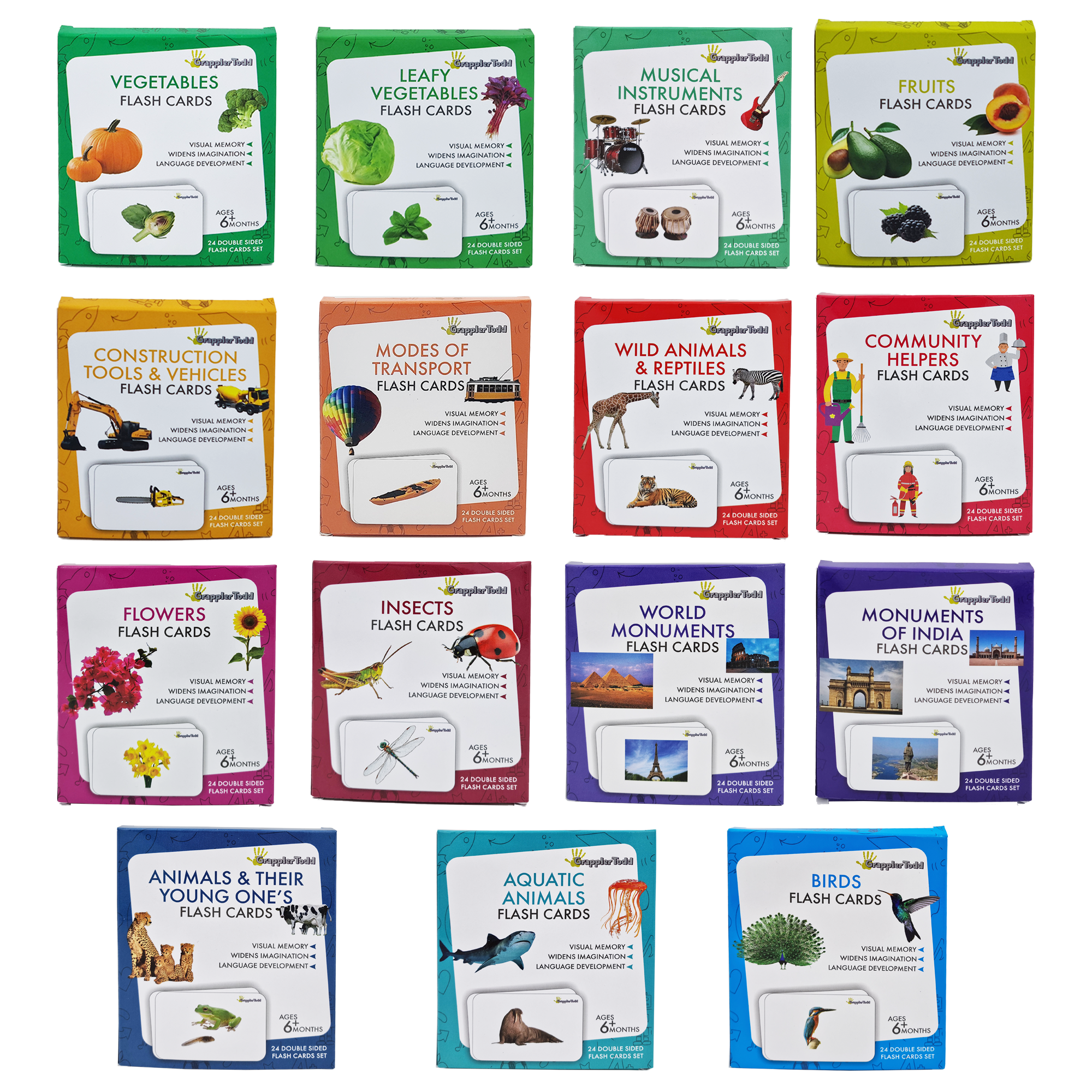 Flash Cards Pack of 15 | GrapplerTodd Flash Cards for Kids 