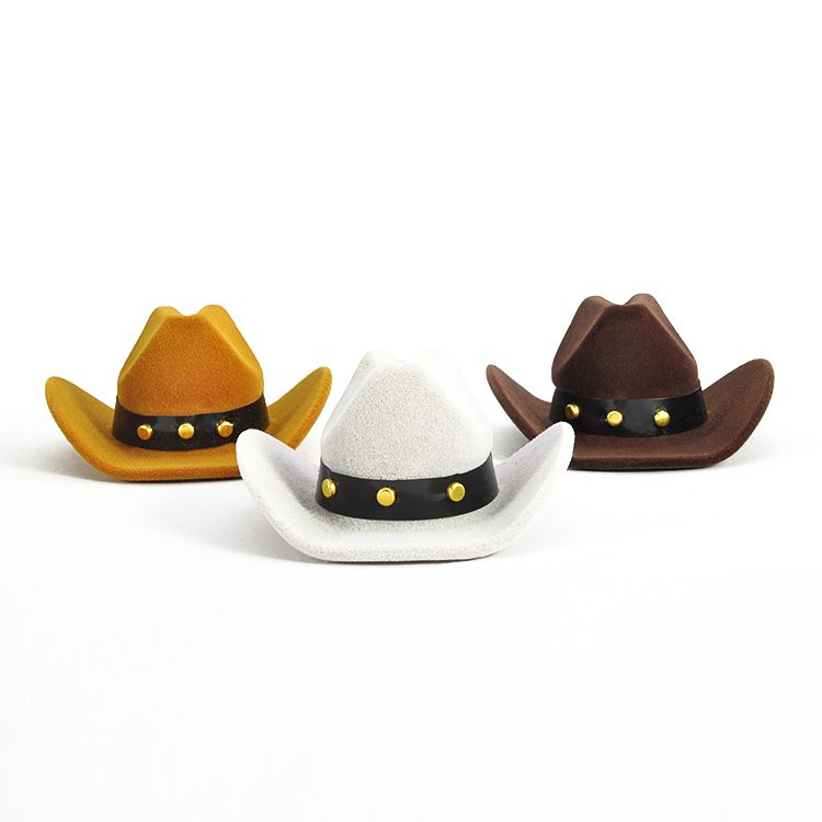 Hat Shape Flocking Jewelry Packgaing Boxes