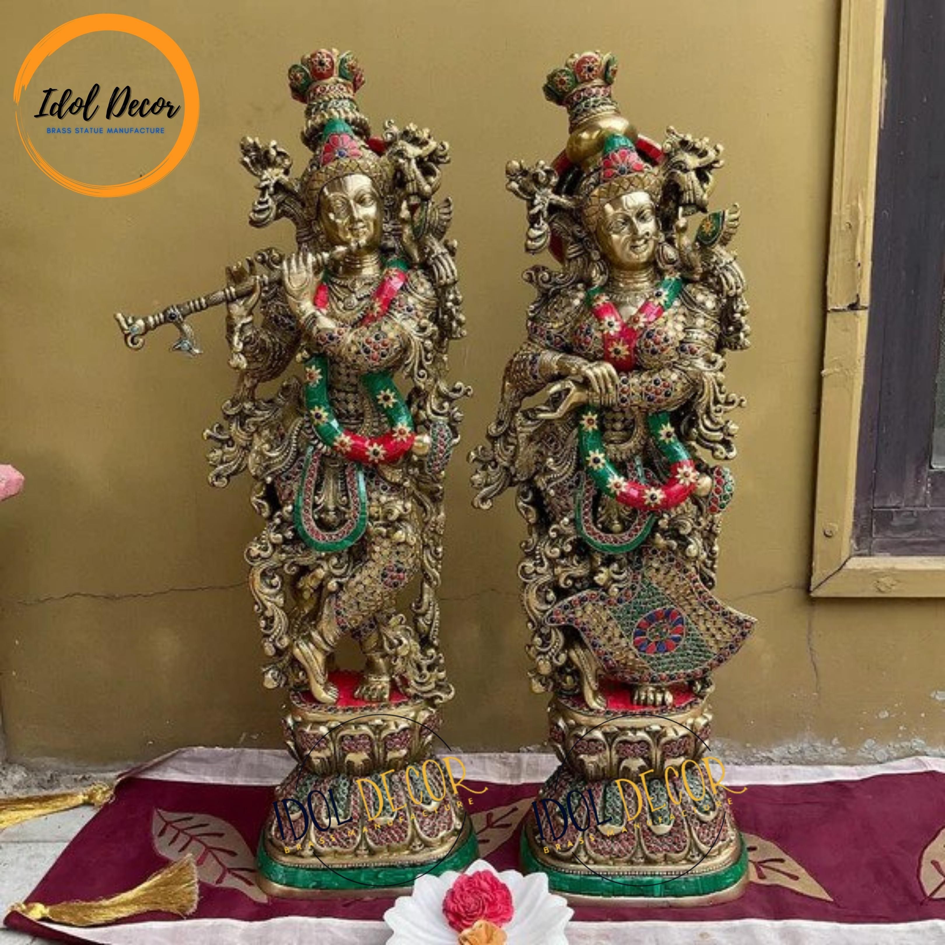 BRASS KRISHNA RADHA STATUE