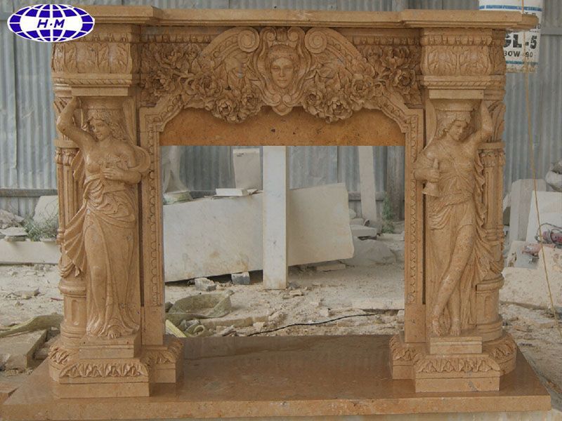 Yellow Limestone Fireplace Surround