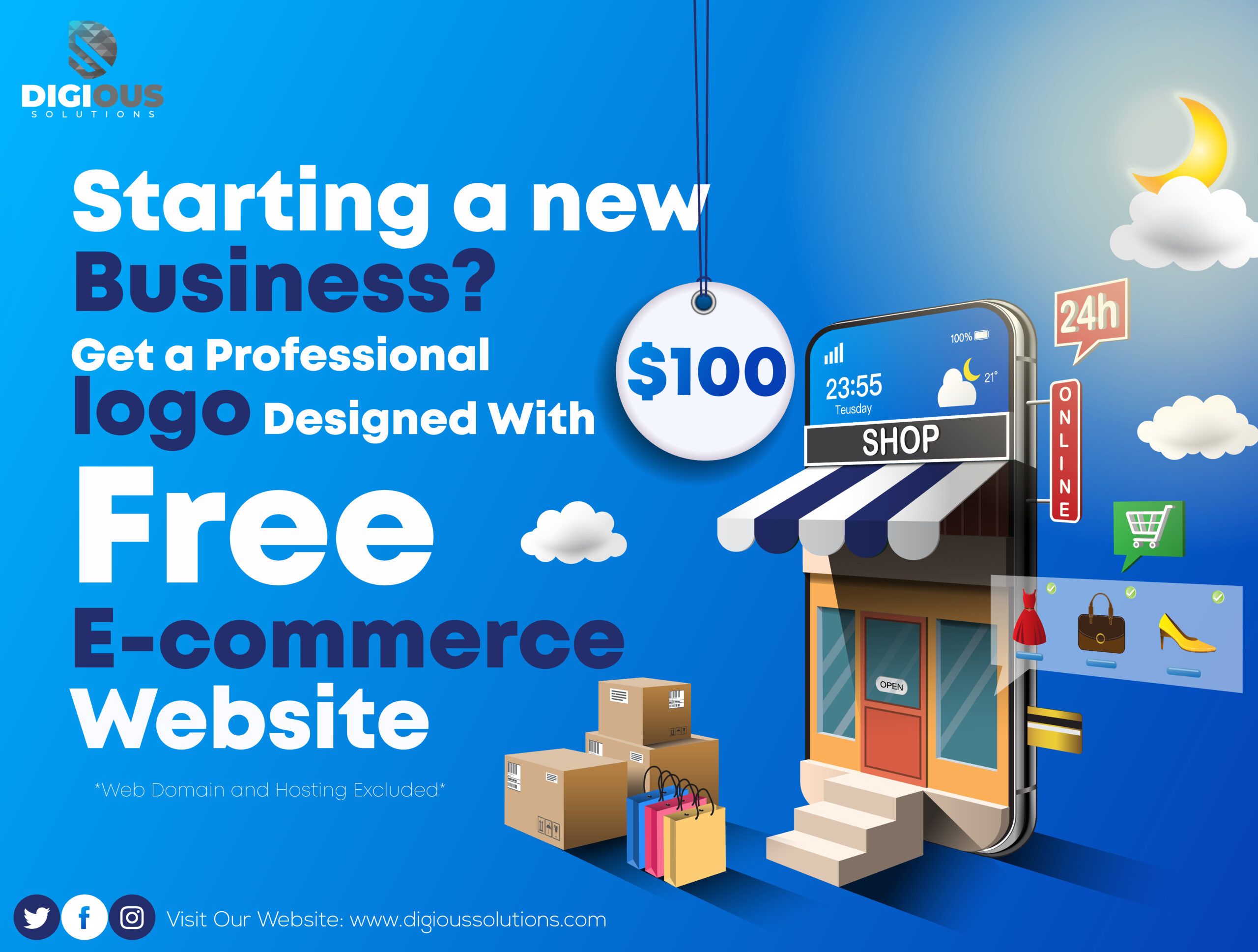 Get a Professional Logo Design with Free E-commerce Website.