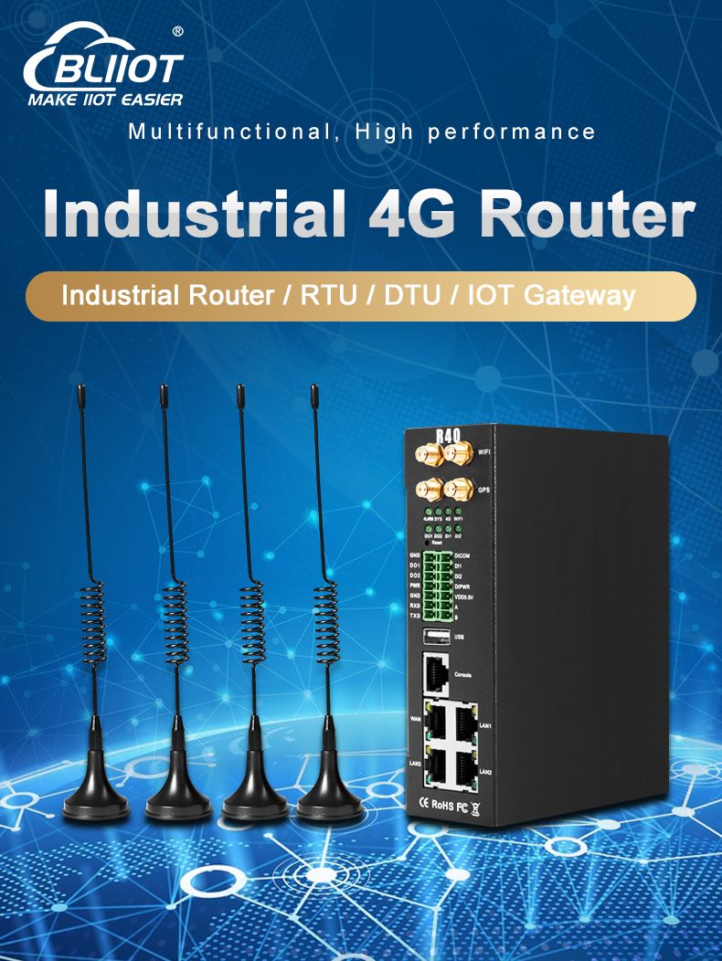 2DIN+2DO+4AI Industrial 4G lte Modbus to MQTT RTU Edge Router