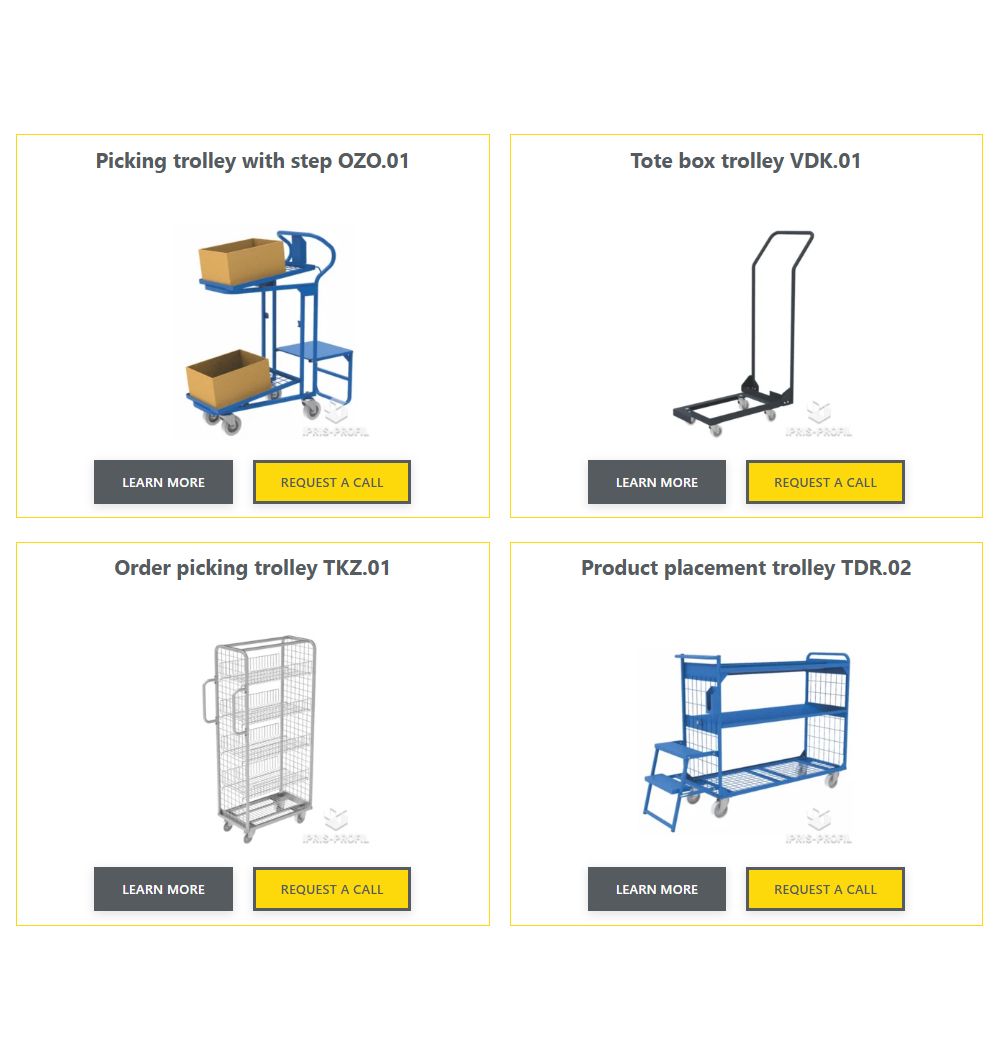 Sorting and order picking trolleys