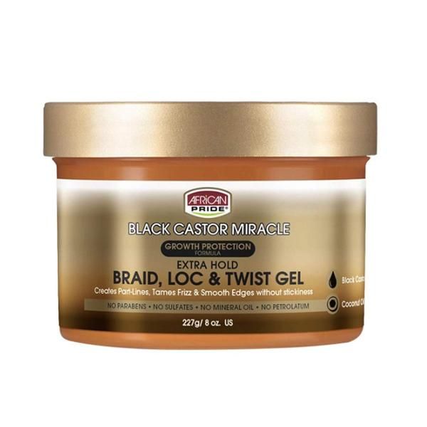 African Pride Black Castor Miracle Extra Hold Braid Loc & Twist Gel