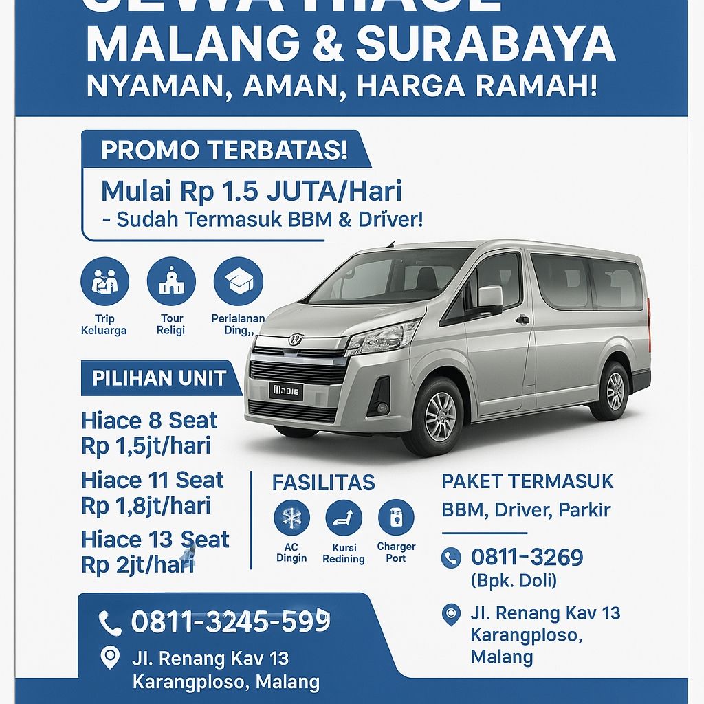 SEWA HIACE WILAYAH MALANG & SURABAYA