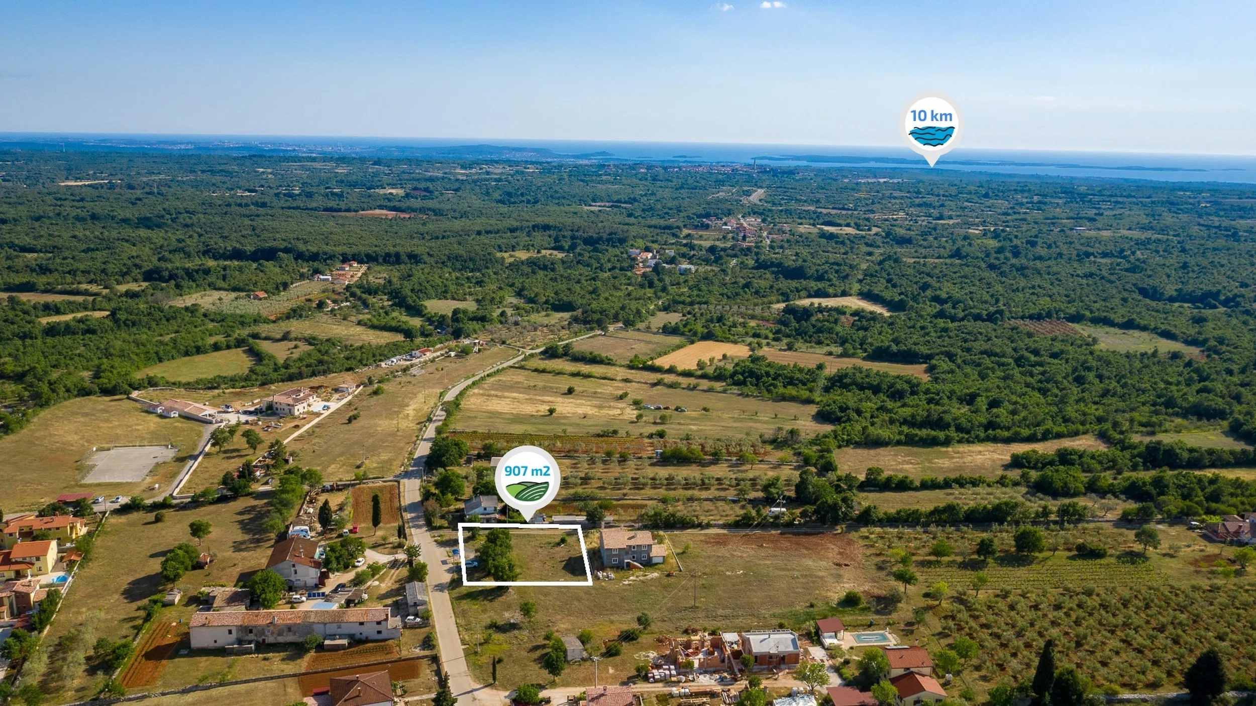 Majmajola, Vodnjan - Building land 10 km from the sea in a quiet location