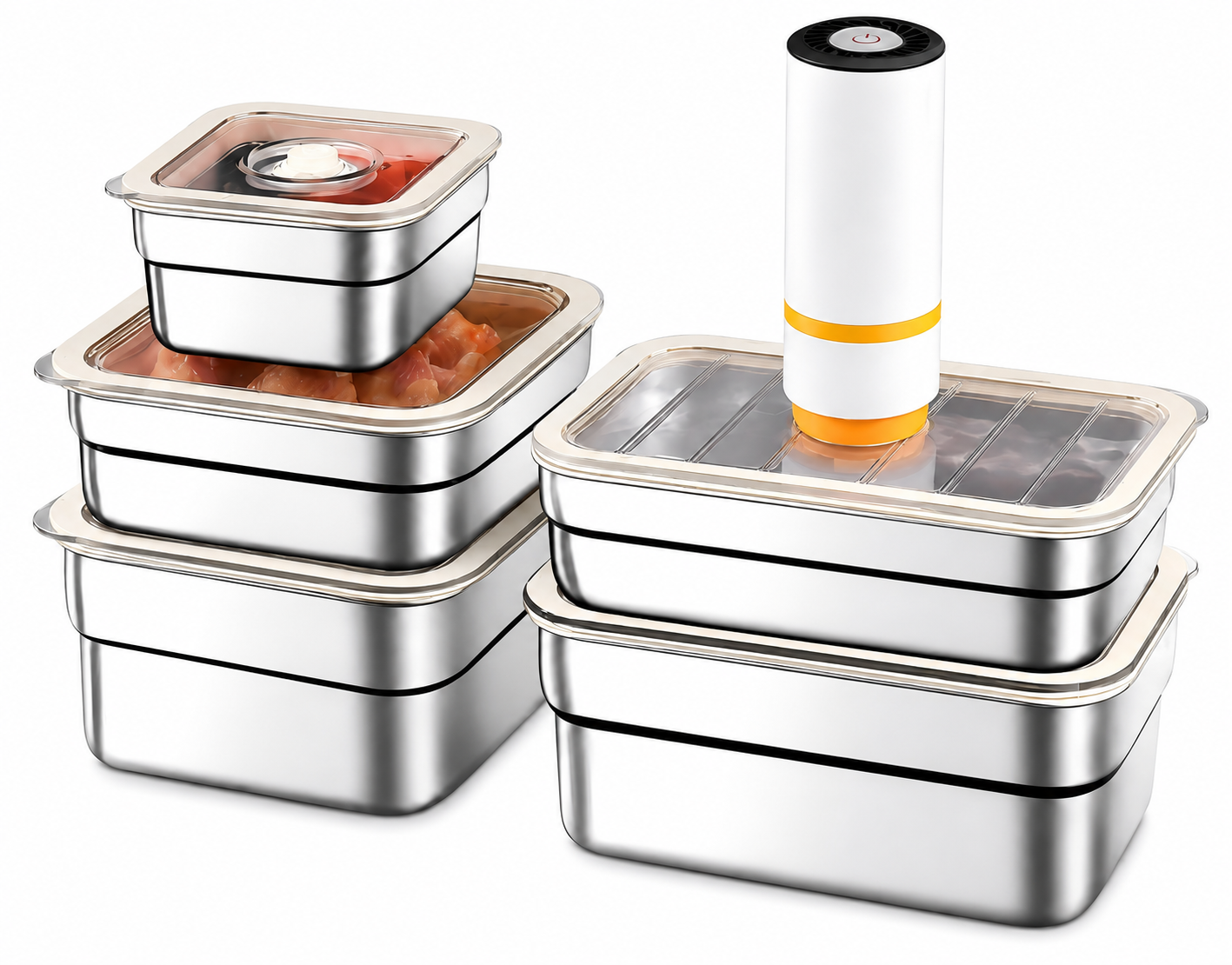SUS316L Stainless Steel Vacuum Food Storage Container Set 