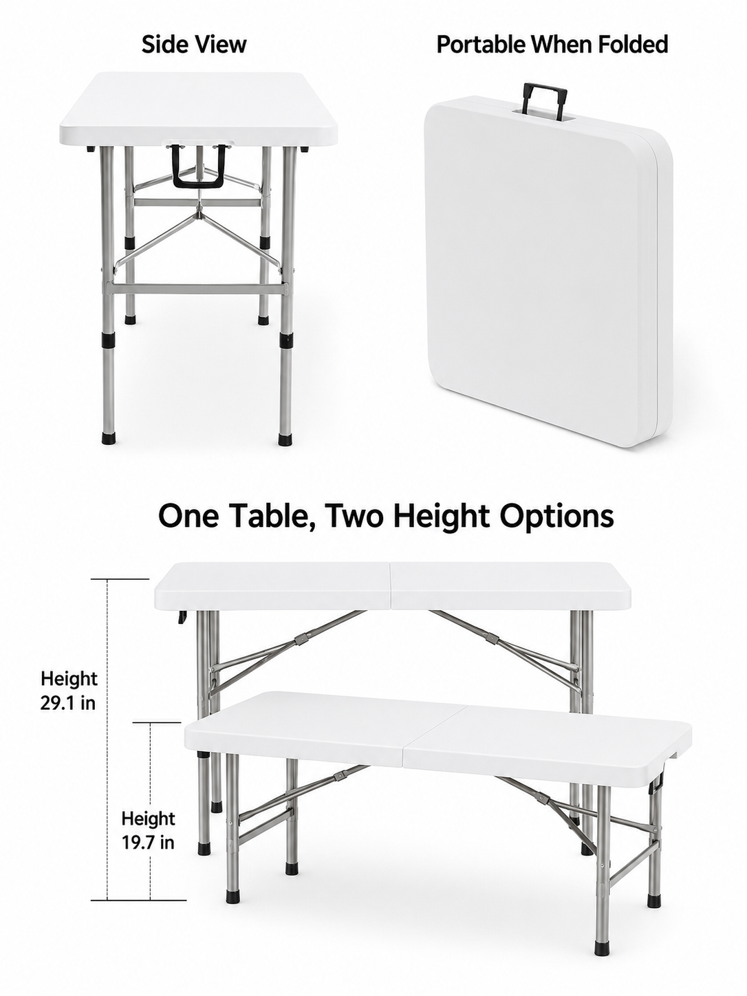 Height-Adjustable Foldable Camping Table 