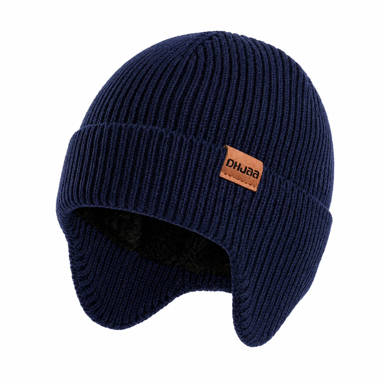 Fleece-Lined Earflap Knitted Winter Hat 