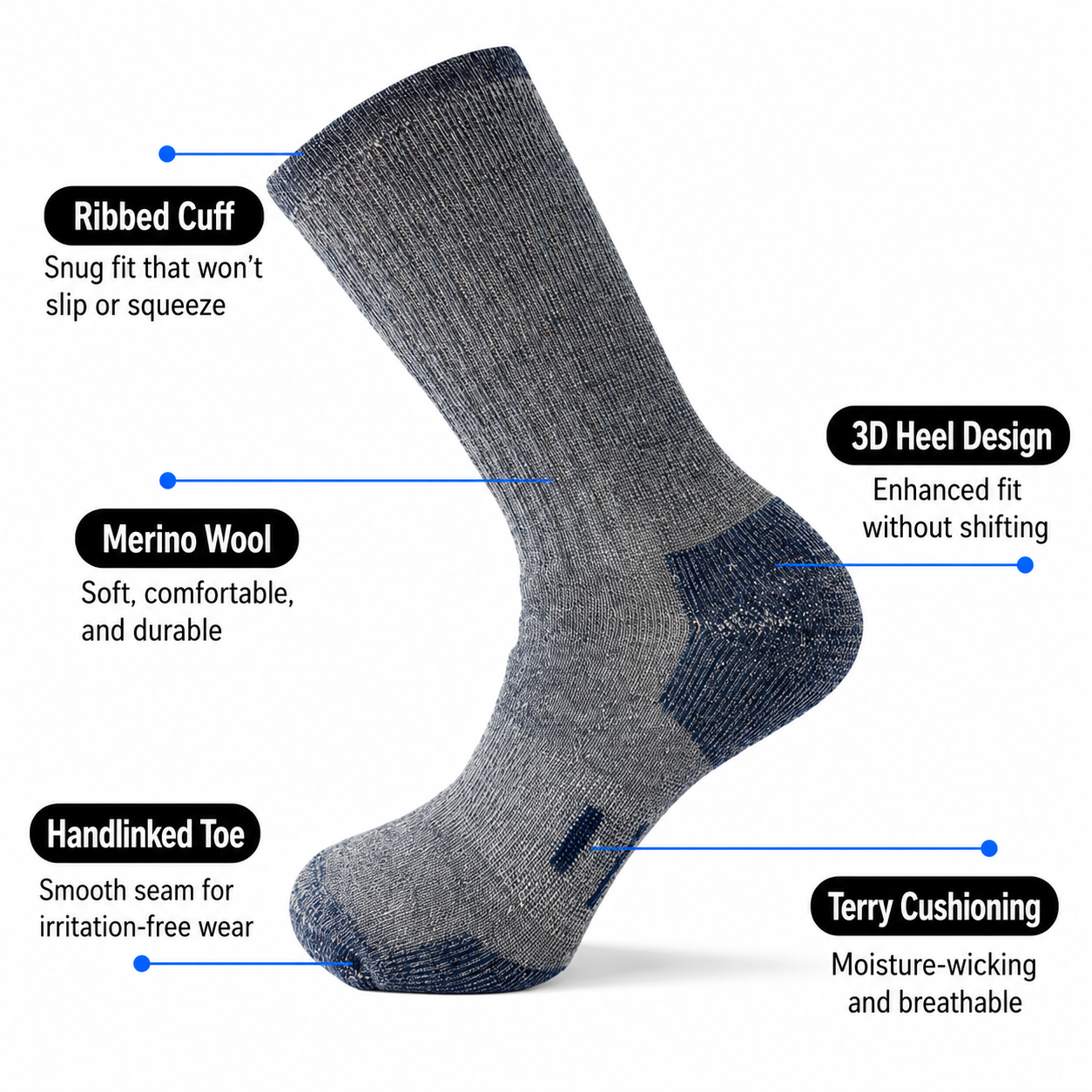 Merino Wool Full-Terry Cushioned Socks 