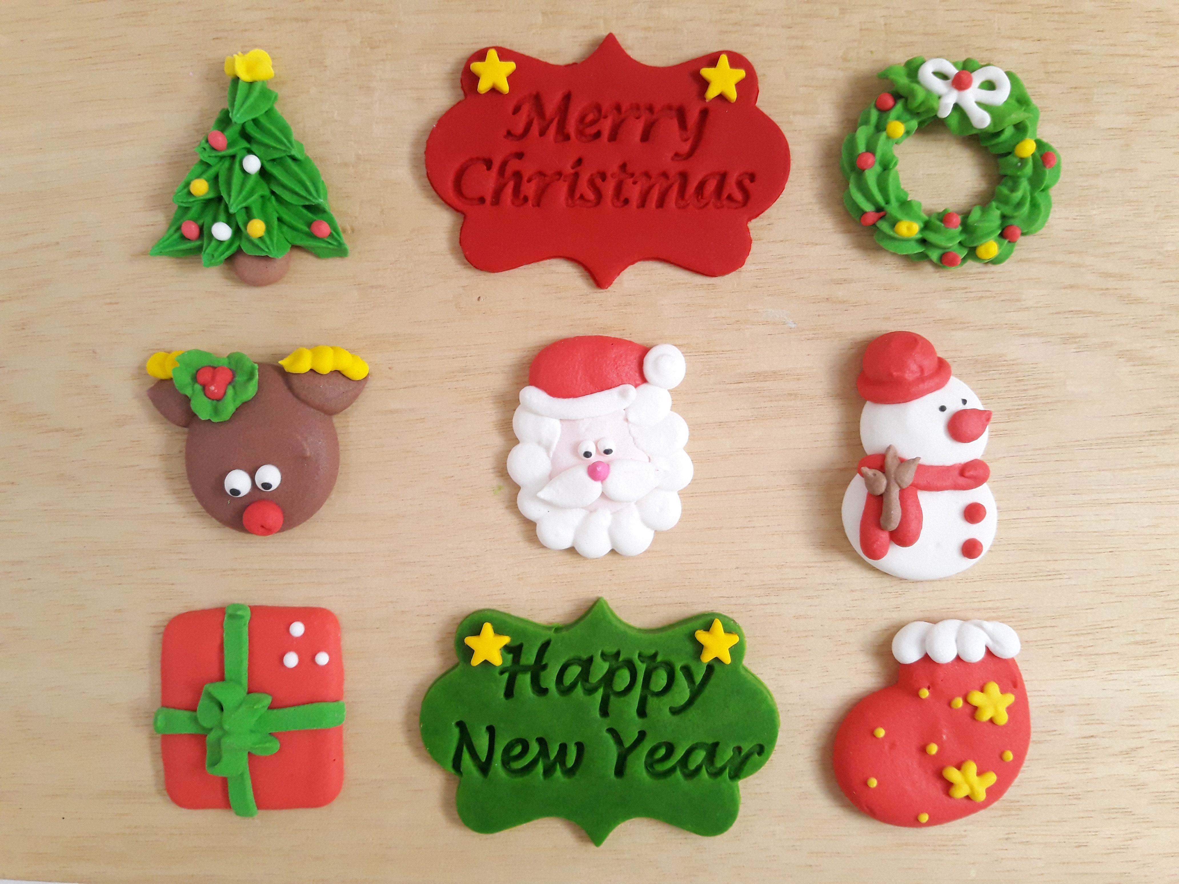 edible cake topper for Christmas cake Decoration Satan Claus Snowman Christmas tree Sugar icing Merry Christmas cake topper