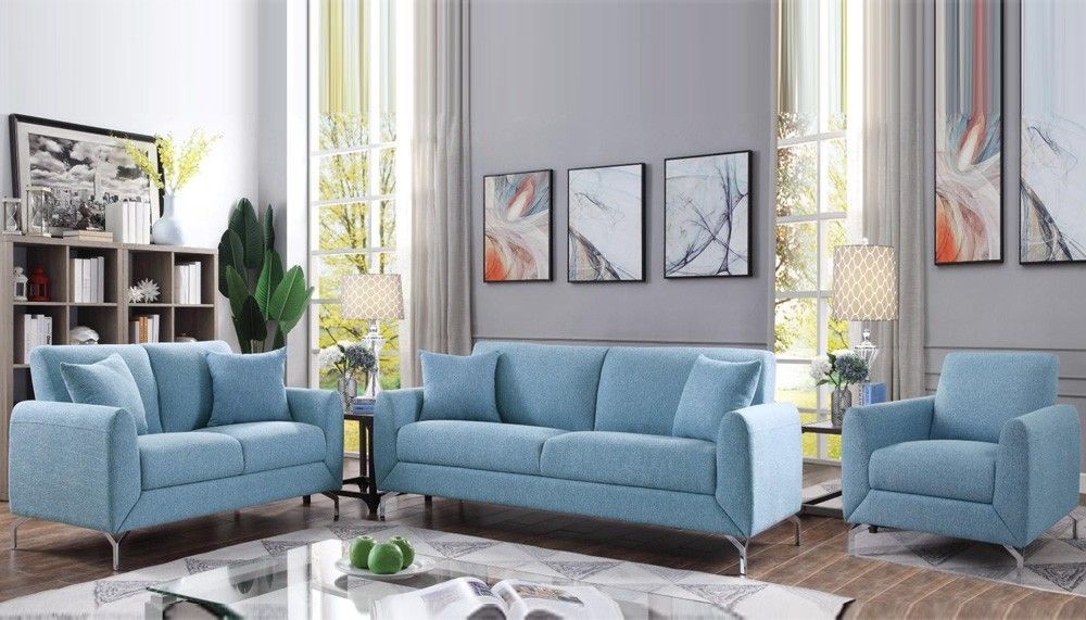 Jozel Fabric Sofa Set -Blue 