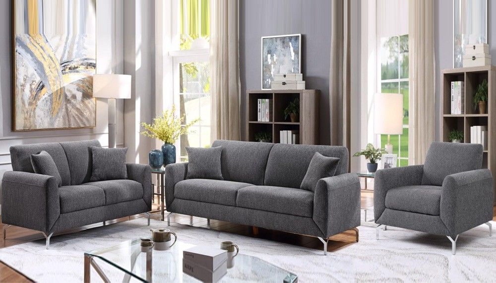 Jozel Fabric Sofa Set - Dark Grey 