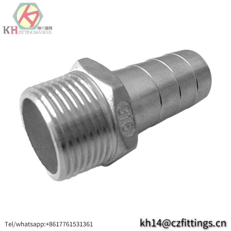 Stainless Steel hexagon hose nipple  male x barb/ flexible hose adapter 
